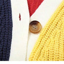 Chaqueta de punto con botones de estilo casual, colorida y con letra, chaqueta de punto de moda, ropa urbana de tendencia