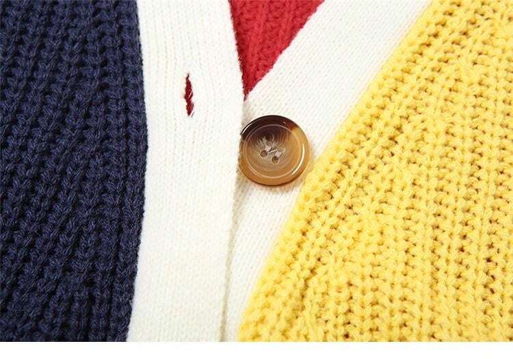 Chaqueta de punto con botones de estilo casual, colorida y con letra, chaqueta de punto de moda, ropa urbana de tendencia