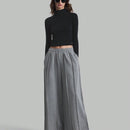 Ontre pantalones anchos con cintura elastica y cintura recortada para mujer, conjunto de otono