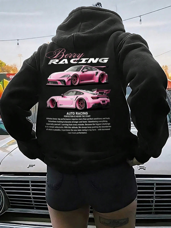 Camiseta informal con estampado, sudadera suelta con capucha, regalo para entusiastas de los autos, camiseta a juego con tematica de autos