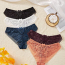 5 piezas/paquete bragas de unicolor con ribete de encaje para mujer