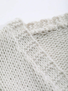 Dazy cardigan casual de manga larga de unicolor con diseno calado para mujer