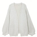 Dazy cardigan casual de manga larga de unicolor con diseno calado para mujer