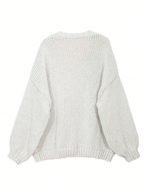 Dazy cardigan casual diario de mujer de corte holgado con hombros caidos y abertura frontal, para otono/invierno