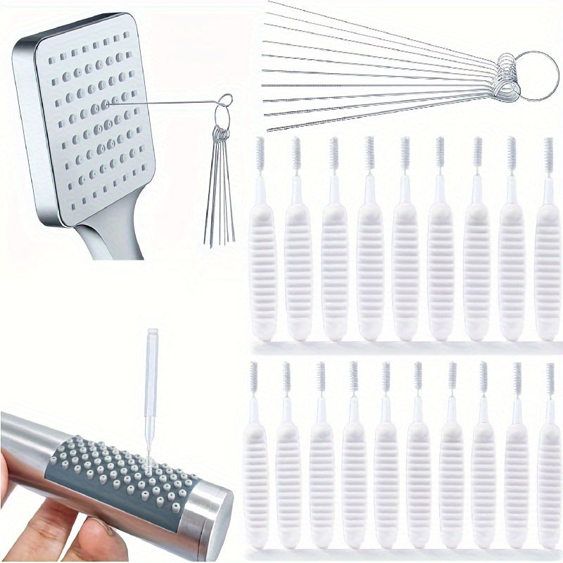 Juego de 2 herramientas multiusos para limpiar cabezales de ducha, cepillo para limpieza de orificios pequeños y accesorios funcionales para espacios estrechos