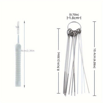 Juego de 2 herramientas multiusos para limpiar cabezales de ducha, cepillo para limpieza de orificios pequeños y accesorios funcionales para espacios estrechos