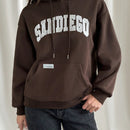 Ezwear sudadera informal con capucha y bolsillo con estampado de letras, para otono/invierno