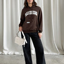 Ezwear sudadera informal con capucha y bolsillo con estampado de letras, para otono/invierno