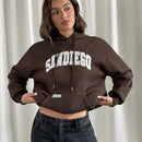 Ezwear sudadera informal con capucha y bolsillo con estampado de letras, para otono/invierno