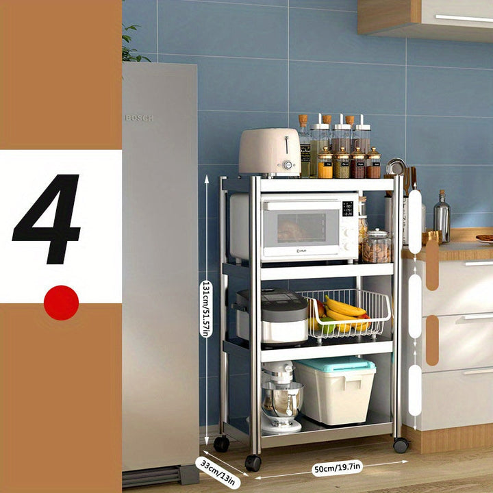 Estante de cocina de acero inoxidable de 4/5 niveles - Soporte para microondas y horno industrial con almacenamiento, estante independiente para artículos esenciales del hogar y la oficina