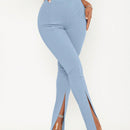 Sxy pantalones largos informales de unicolor con dobladillo dividido para mujeres