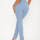 Sxy pantalones largos informales de unicolor con dobladillo dividido para mujeres