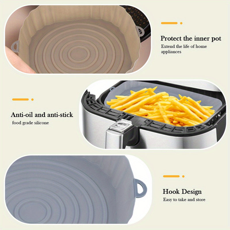3 paquetes de revestimientos de silicona para freidora de aire de 18,01 cm, bandejas para hornear antiadherentes reutilizables, accesorios para horno, utensilios de cocina para herramientas para hornear