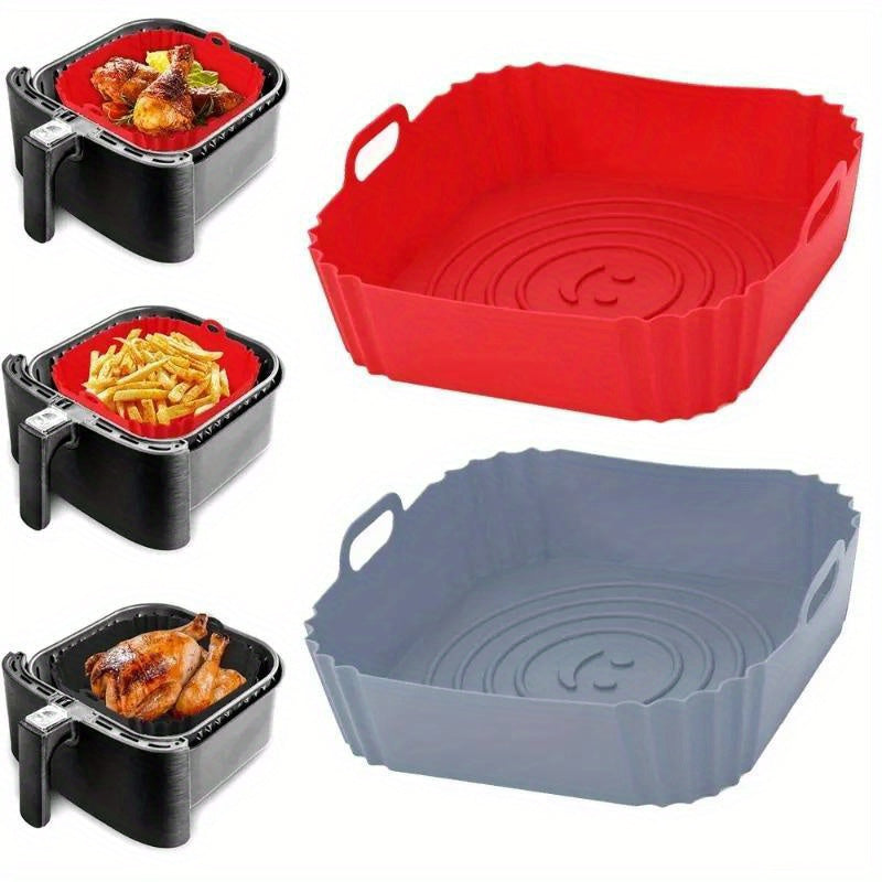 1 bandeja de silicona para horno de aire de 22.0 cm, molde para pizza y pollo, cesta reutilizable para freidora de aire, accesorios para horno, utensilios de cocina