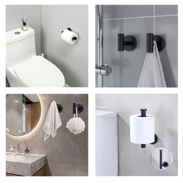 Juego de 3 piezas para baño, accesorios de acero inoxidable incluye toallero y portarrollos de papel higiénico, diseño ahorrador para baños modernos, regalo de Navidad o Halloween, almacenamiento en otoño e invierno