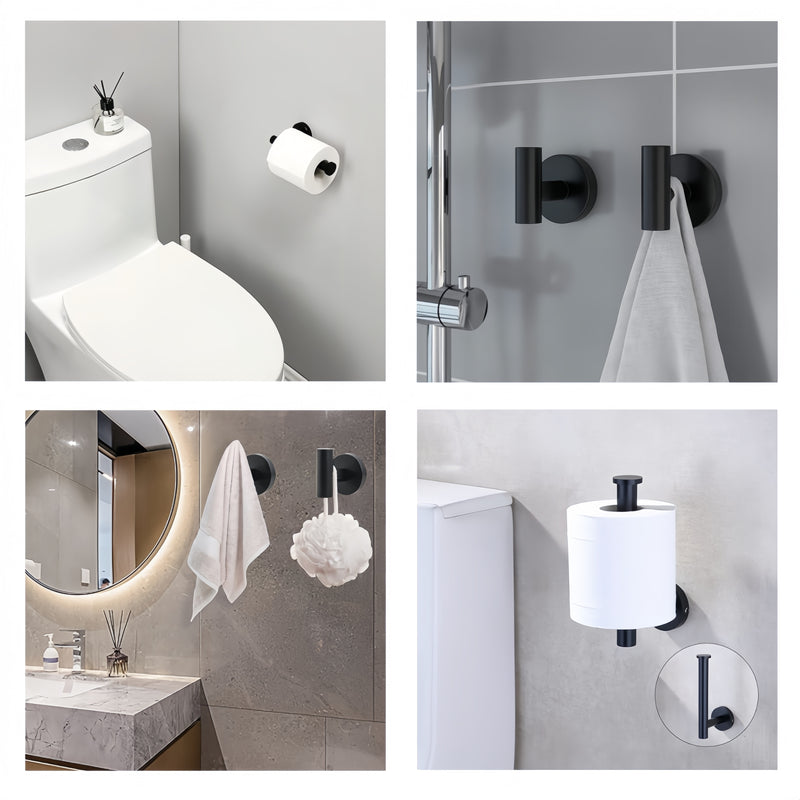 Juego de 3 piezas para baño, accesorios de acero inoxidable incluye toallero y portarrollos de papel higiénico, diseño ahorrador para baños modernos, regalo de Navidad o Halloween, almacenamiento en otoño e invierno