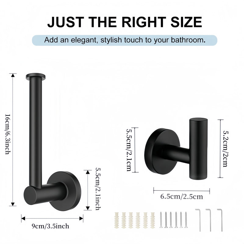 Juego de 3 piezas para baño, accesorios de acero inoxidable incluye toallero y portarrollos de papel higiénico, diseño ahorrador para baños modernos, regalo de Navidad o Halloween, almacenamiento en otoño e invierno