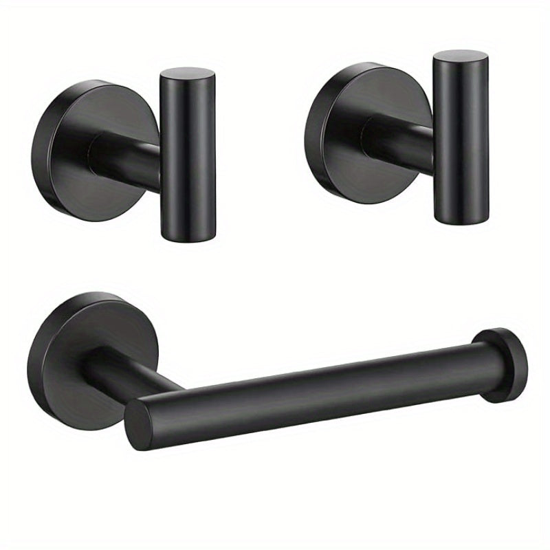 Juego de 3 piezas para baño, accesorios de acero inoxidable incluye toallero y portarrollos de papel higiénico, diseño ahorrador para baños modernos, regalo de Navidad o Halloween, almacenamiento en otoño e invierno