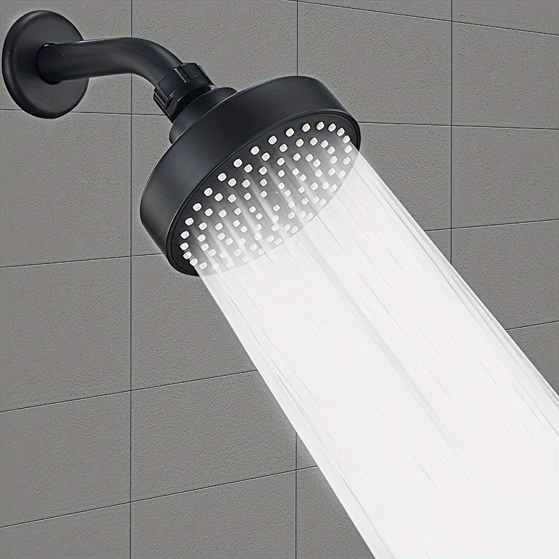 Cabezal de ducha redondo de alta presión - Duradero, fácil de limpiar, montado en la pared, gran flujo de agua, acabado en metal negro, actualización esencial del baño para uso doméstico, accesorios de ducha, accesorios de baño