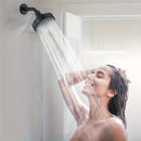 Cabezal de ducha redondo de alta presión - Duradero, fácil de limpiar, montado en la pared, gran flujo de agua, acabado en metal negro, actualización esencial del baño para uso doméstico, accesorios de ducha, accesorios de baño