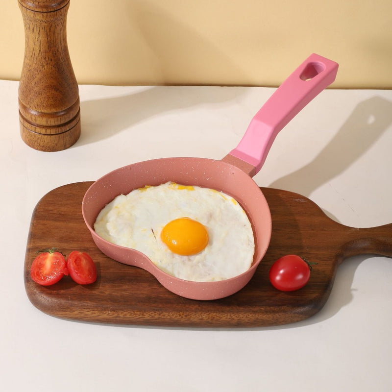 Sartén antiadherente en forma de corazón para freír huevos - Sartén de desayuno de aluminio con capa de piedra para omeletes, panqueques y hamburguesas - Ideal para uso doméstico, cocción rápida, diseño lavable no desmontable, perfecto para cocinar delic