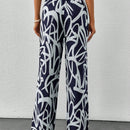 Tall pantalones anchos de verano con cinturon y estampado completo para mujer alta, con caida fluida
