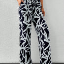 Tall pantalones anchos de verano con cinturon y estampado completo para mujer alta, con caida fluida