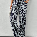 Tall pantalones anchos de verano con cinturon y estampado completo para mujer alta, con caida fluida
