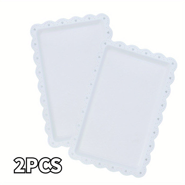 2 piezas de bandeja de plástico para exhibición, bandeja para frutas y alimentos, soporte para pasteles estilo europeo, platos rectangulares, platos para cupcakes y bocadillos, bandeja para frutos secos, bandejas para fiestas de cumpleaños y bodas, sumin