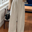 Dazy pantalones anchos de pana con bolsillos sueltos de unicolor para mujeres