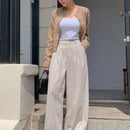 Dazy pantalones anchos de pana con bolsillos sueltos de unicolor para mujeres