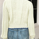 Franclia cardigan casual corto de punto con botones con forma de corazon para mujer, para otono/invierno