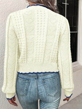 Franclia cardigan casual corto de punto con botones con forma de corazon para mujer, para otono/invierno