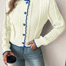 Franclia cardigan casual corto de punto con botones con forma de corazon para mujer, para otono/invierno