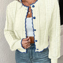 Franclia cardigan casual corto de punto con botones con forma de corazon para mujer, para otono/invierno