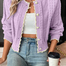 Franclia cardigan casual corto de punto con botones con forma de corazon para mujer, para otono/invierno
