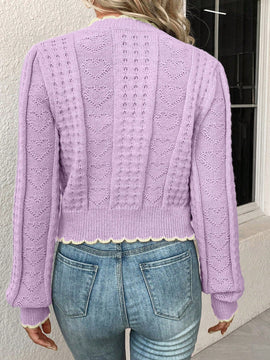 Franclia cardigan casual corto de punto con botones con forma de corazon para mujer, para otono/invierno