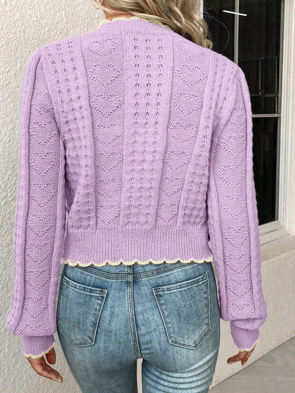 Franclia cardigan casual corto de punto con botones con forma de corazon para mujer, para otono/invierno