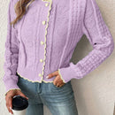 Franclia cardigan casual de mujer con borde de concha de color contrastante, para otono