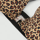 Sujetador para mujer con cierre frontal comodo, espalda de tirantes y efecto de elevacion y soporte, con estampado de leopardo