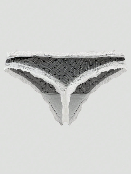 1 pieza tanga sexy de encaje y malla para mujer