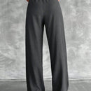 Tall pantalones rectos de talla alta con cintura elastica solida
