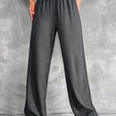 Tall pantalones rectos de talla alta con cintura elastica solida