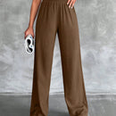 Tall pantalones rectos de talla alta con cintura elastica solida