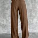 Tall pantalones rectos de talla alta con cintura elastica solida