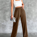 Tall pantalones rectos de talla alta con cintura elastica solida