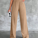 Tall pantalones rectos de talla alta con cintura elastica solida