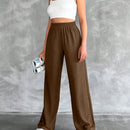 Tall pantalones rectos de talla alta con cintura elastica solida