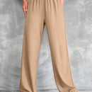 Tall pantalones rectos de talla alta con cintura elastica solida