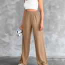 Tall pantalones rectos de talla alta con cintura elastica solida